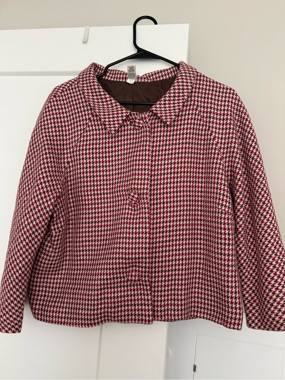 Old Navy Pink and White Houndstooth Blazer Jacket